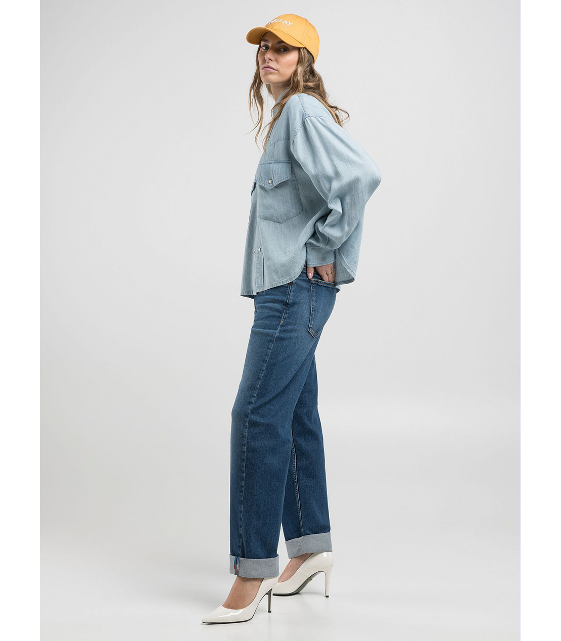 BOXフィットレタリングデニムシャツ 詳細画像 ライトブルー 4